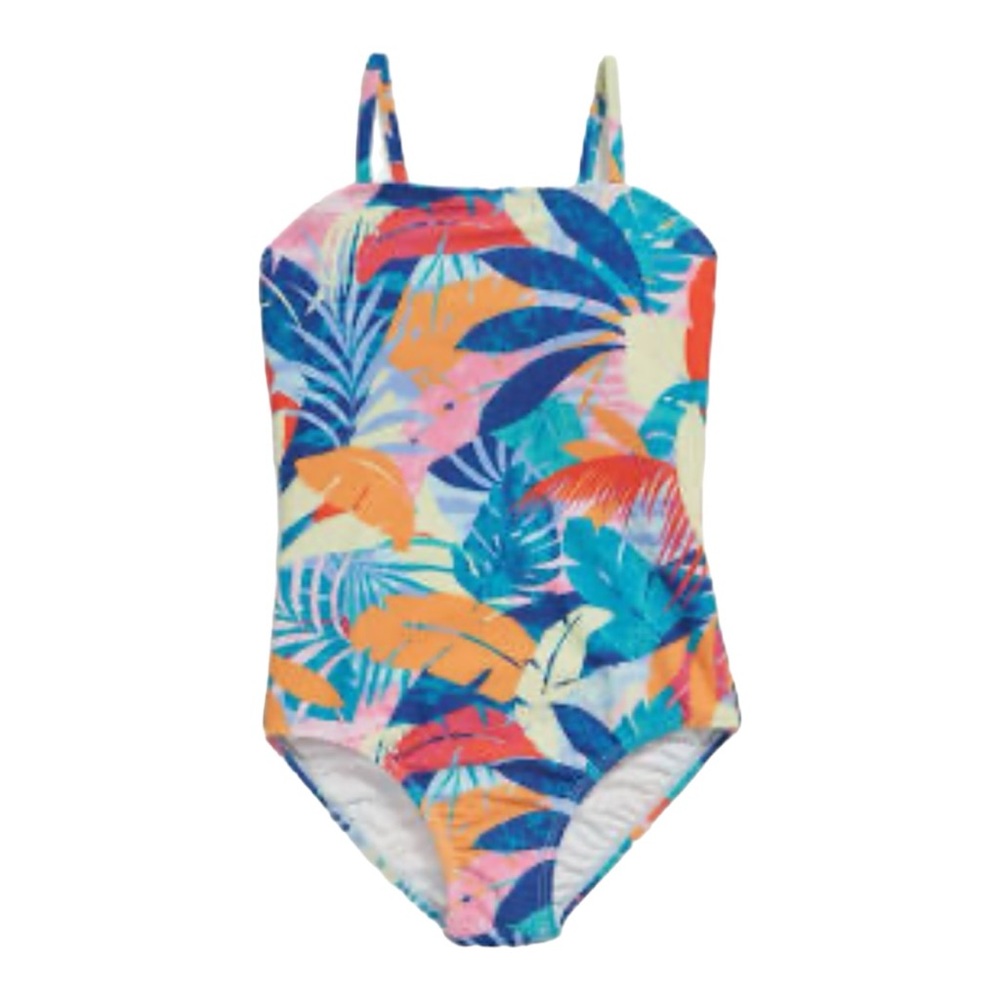 Old Navy Patterned Bandeau One Piece Swimsuit for Girls Size Medium 8 Tropical
